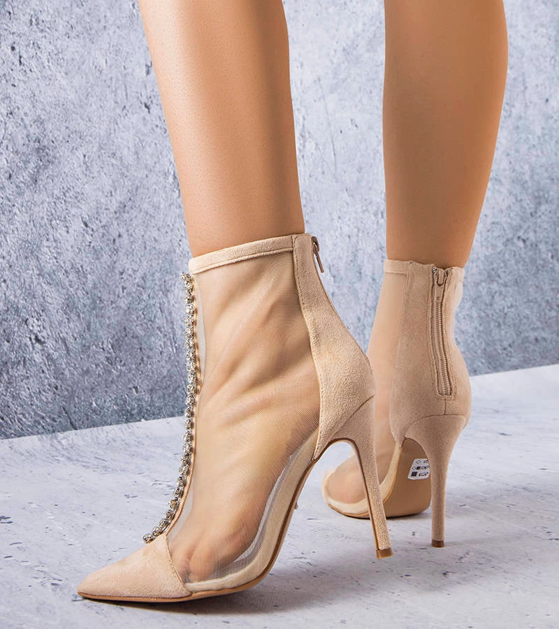 2-Béžové boty zdobené zirkony Veilleux-2