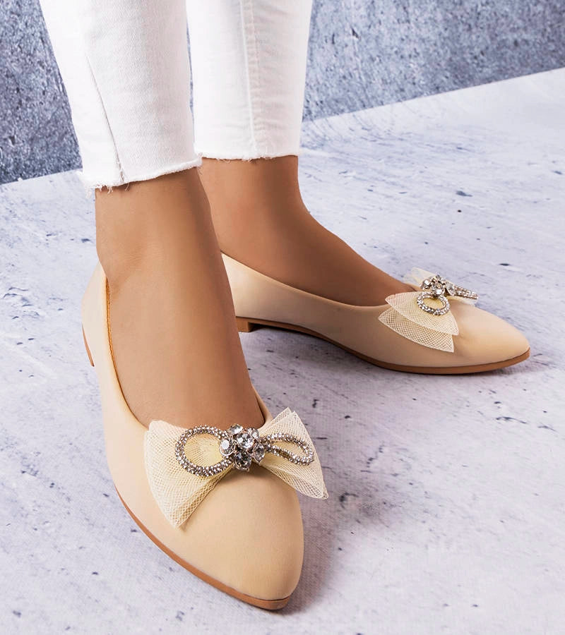 1-Béžové baleríny s mašlí a zirkony LaGarde-1