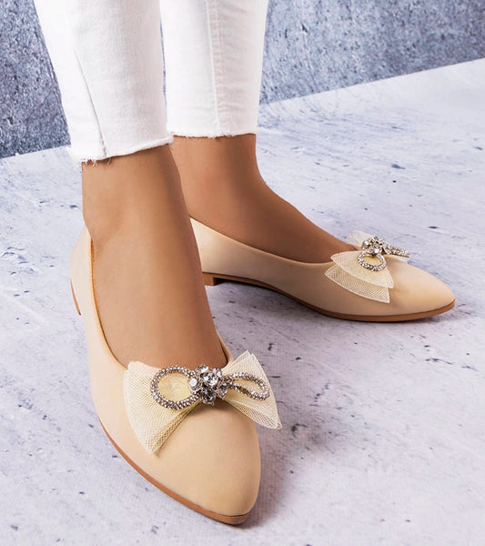 1-Béžové baleríny s mašlí a zirkony LaGarde-1