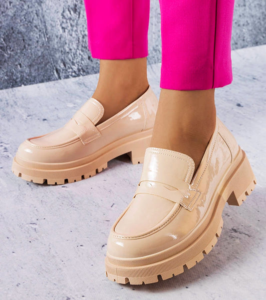 1-Béžové lakované polobotky Phaneuf-1