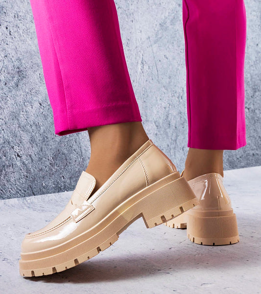 2-Béžové lakované polobotky Phaneuf-2