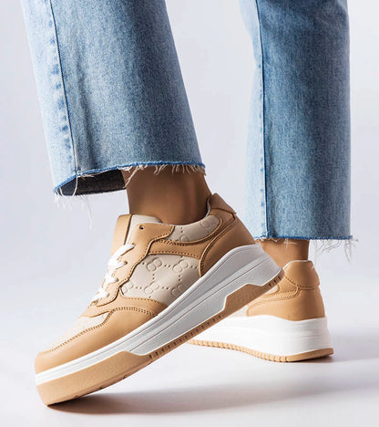 1-Béžové tenisky zdobené reliéfem Paré-1