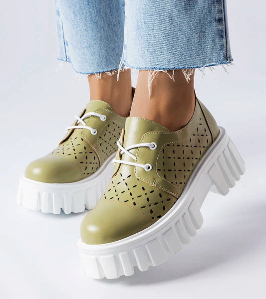 1-Zelené ažurové polobotky Camus-1