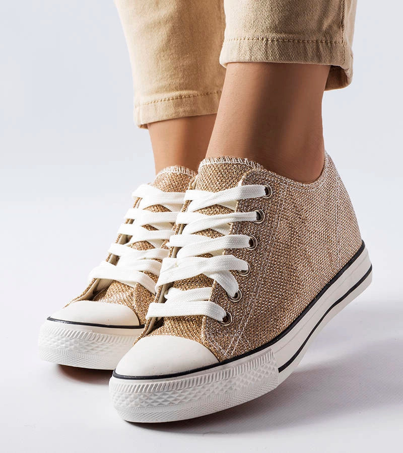 3-Zlaté třpytivé tenisky Crete na platformách-3