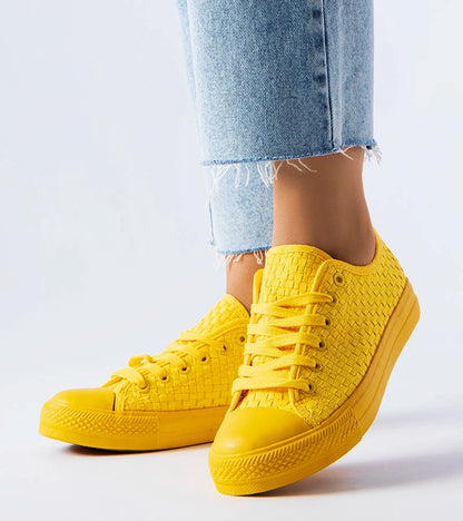 1-Žluté tenisky z kostkované látky Thibodeau-1
