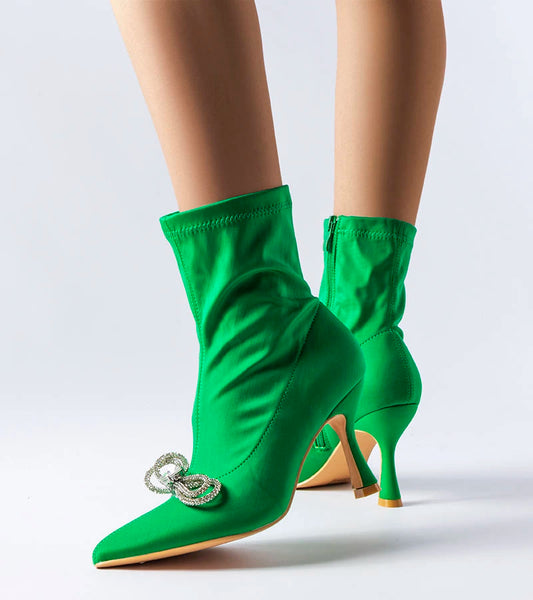 1-Zelené boty zdobené zirkonovou mašlí Mars-1