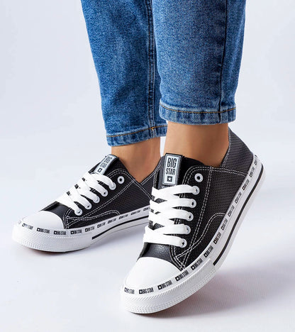 1-Big Star černé prolamované tenisky FF274023-1