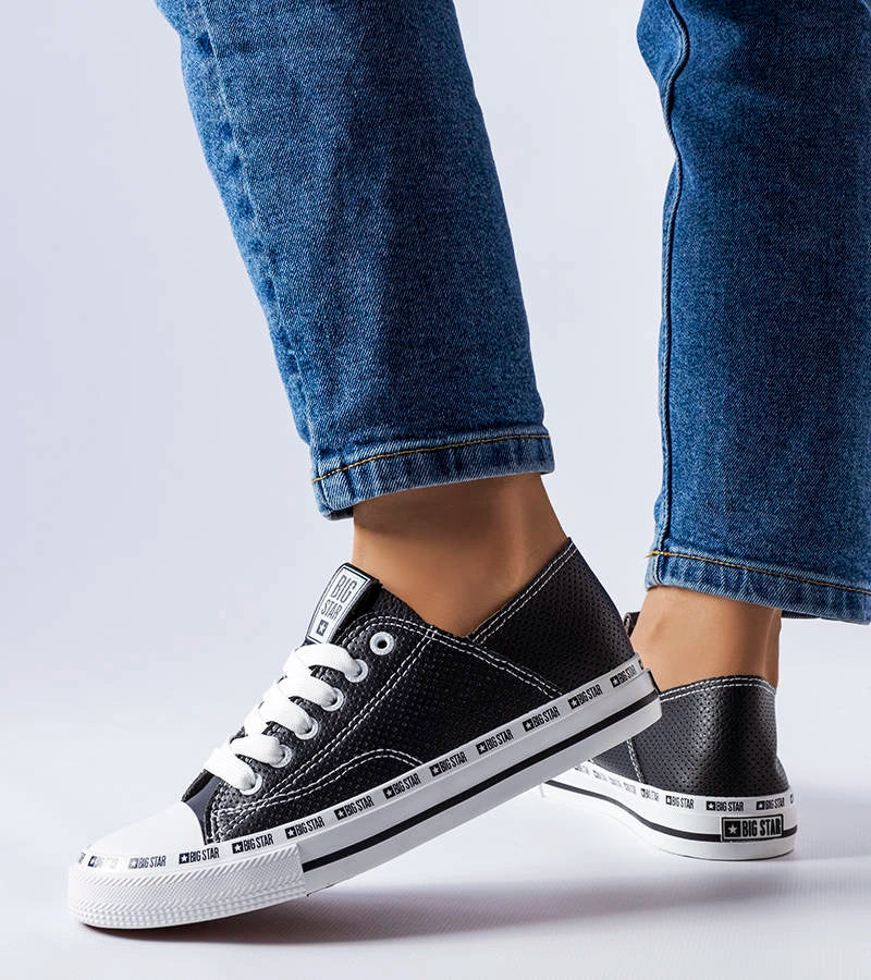 2-Big Star černé prolamované tenisky FF274023-2