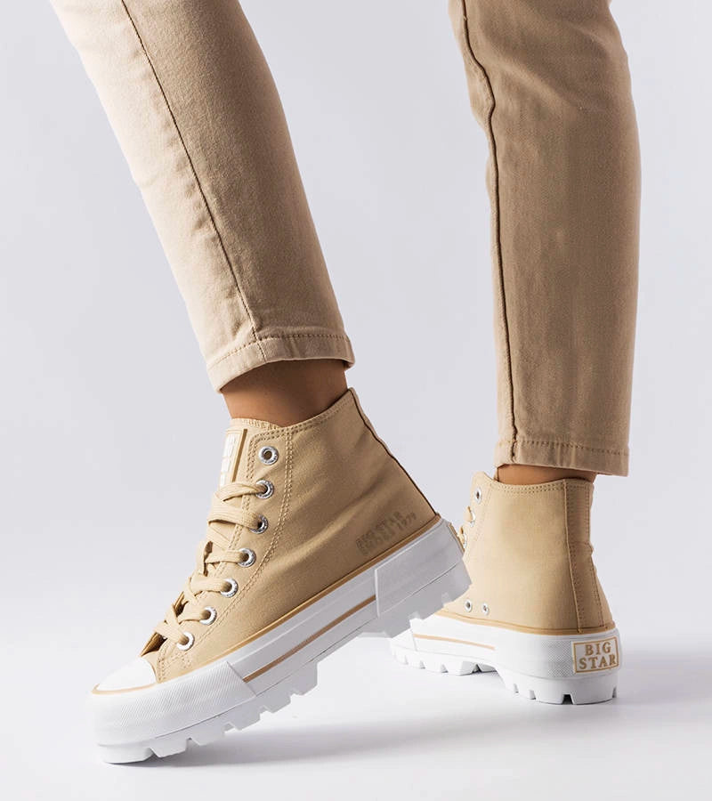 2-Béžové kotníkové tenisky Big Star LL274160-2