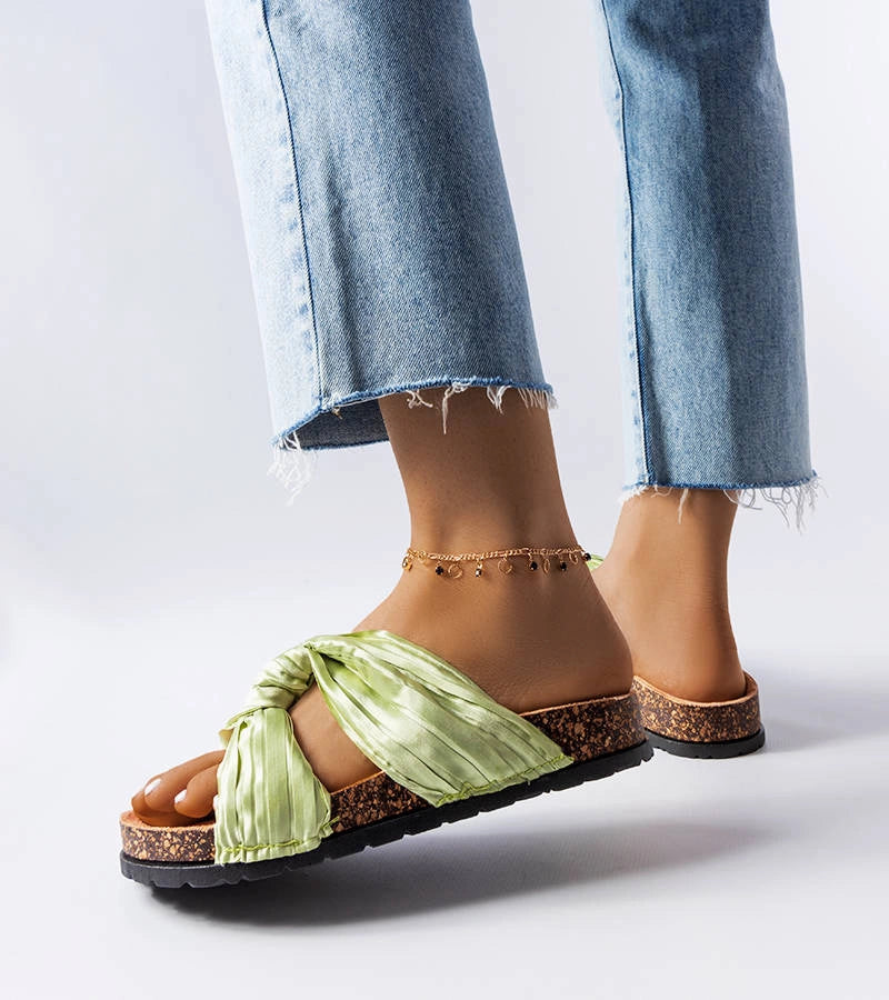 3-Zelené žabky zdobené látkou Fresne-3