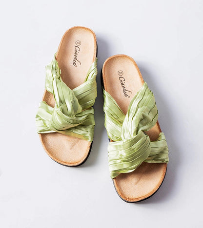 2-Zelené žabky zdobené látkou Fresne-2