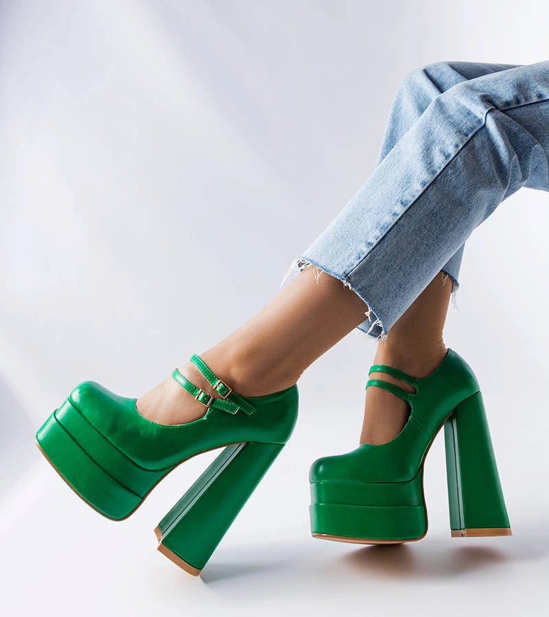 2-Zelené lodičky Chouinard na vysokém jehlovém podpatku-2