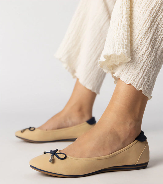 2-Béžové baleríny zdobené mašlí Maddalena-2