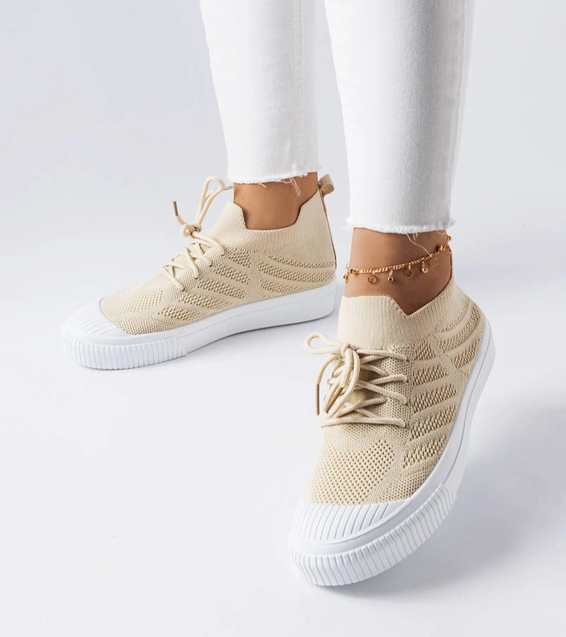 1-Béžové strečové tenisky Polaire-1