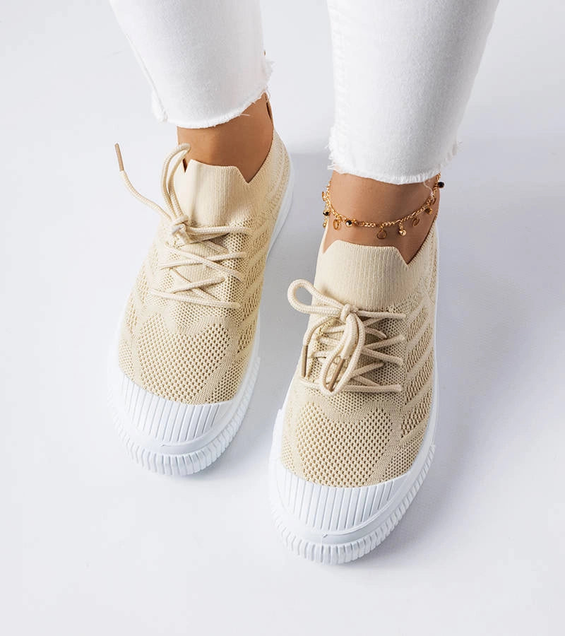 2-Béžové strečové tenisky Polaire-2