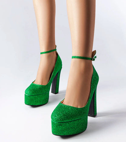 2-Zelené brokátové lodičky Bellamy na jehlovém podpatku-2