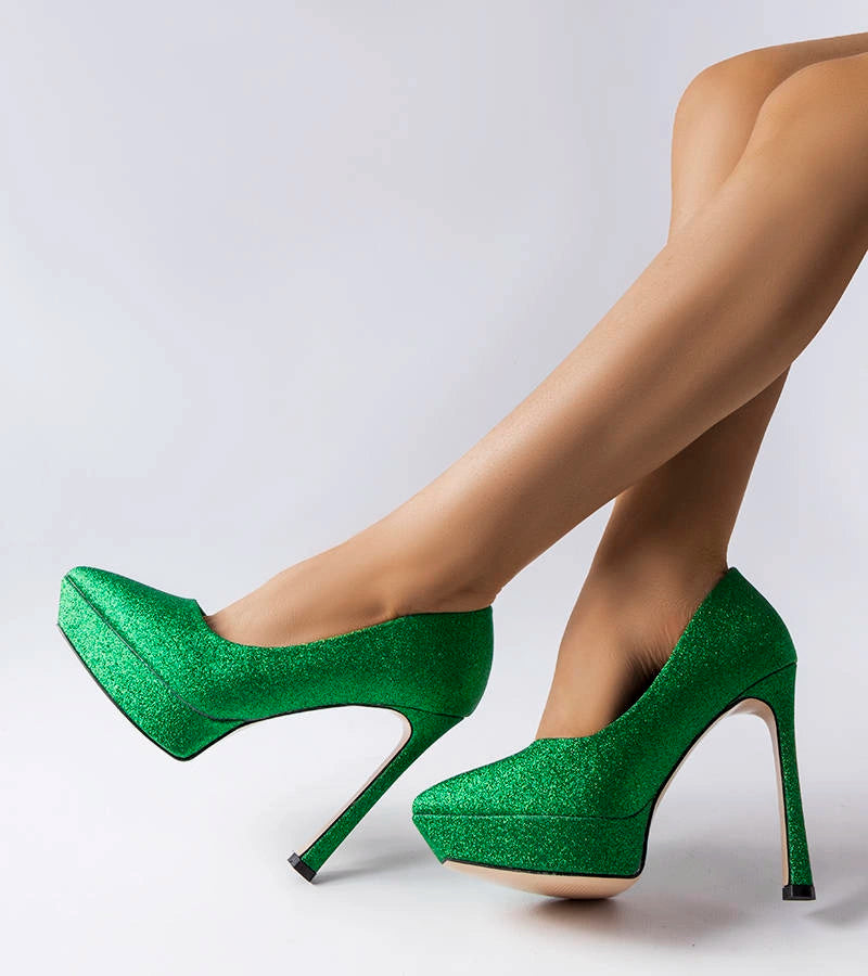 2-Zelené třpytivé jehlové podpatky Proulx-2