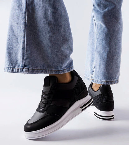 4-Černé tenisky CinqMars na podpatku-4