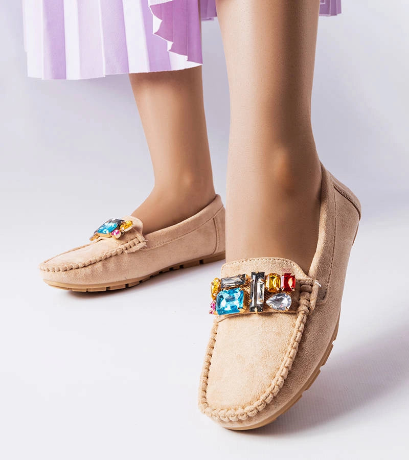 1-Béžové mokasíny s koženou stélkou Bertrand-1