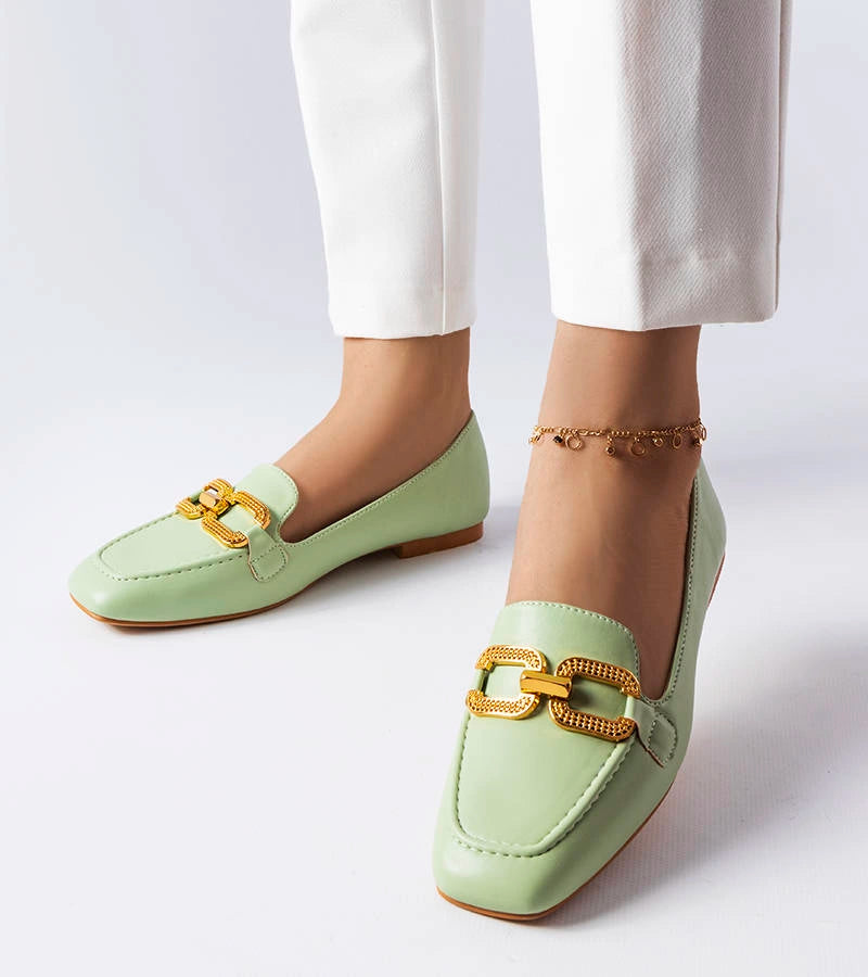 1-Zelené mokasíny s přezkou Rousseau-1