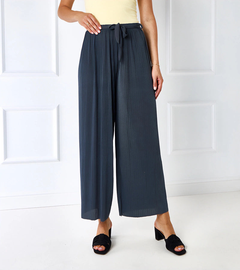 2-Šedé plisované kalhoty Claudette-2