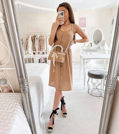 1-Béžové šaty bez ramínek Aubin-1