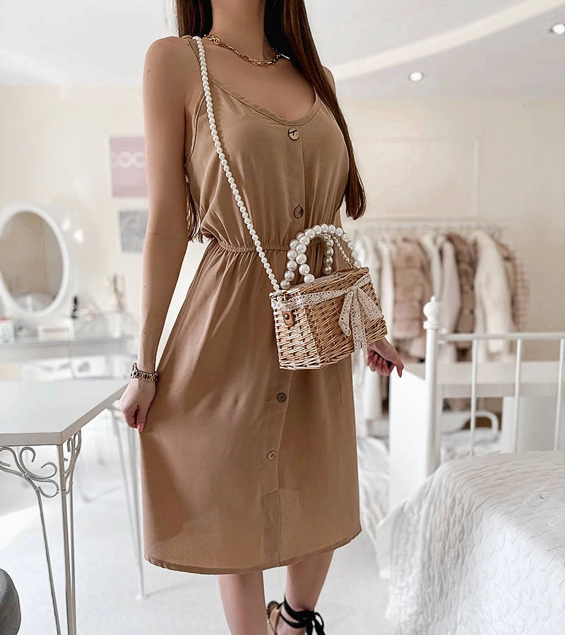 4-Béžové šaty bez ramínek Aubin-4