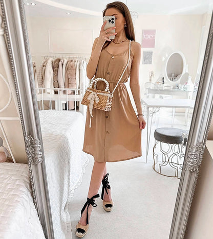 2-Béžové šaty bez ramínek Aubin-2