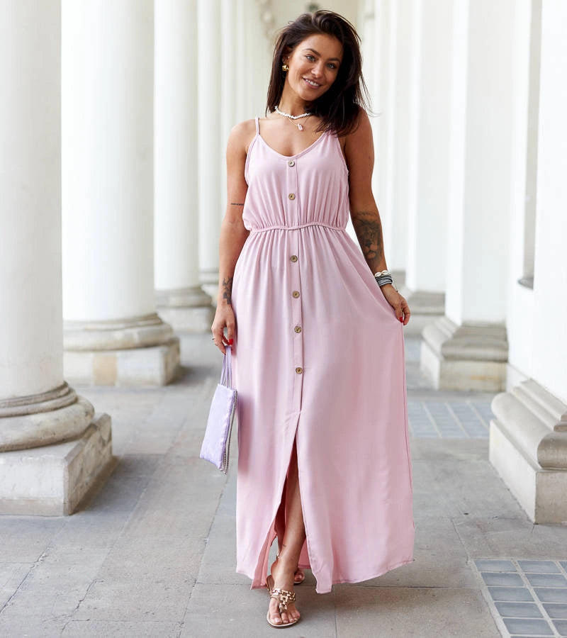 2-Růžové dlouhé šaty s rozparkem od Édouard-2