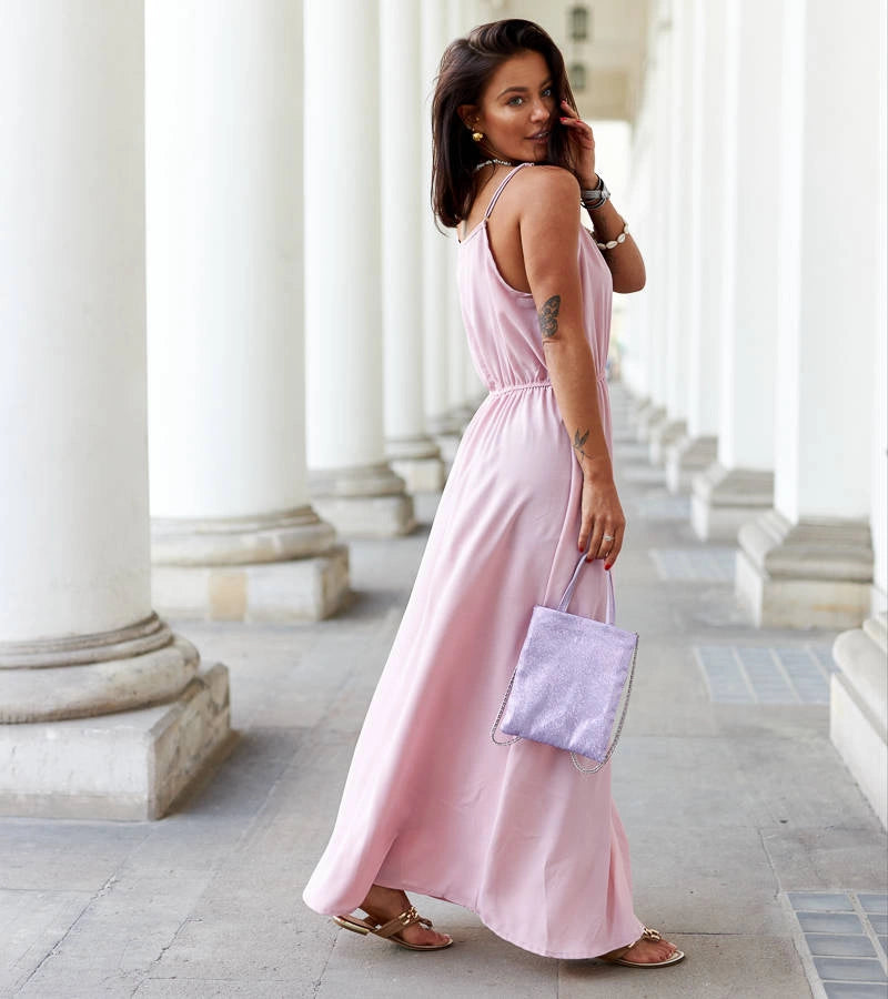 5-Růžové dlouhé šaty s rozparkem od Édouard-5