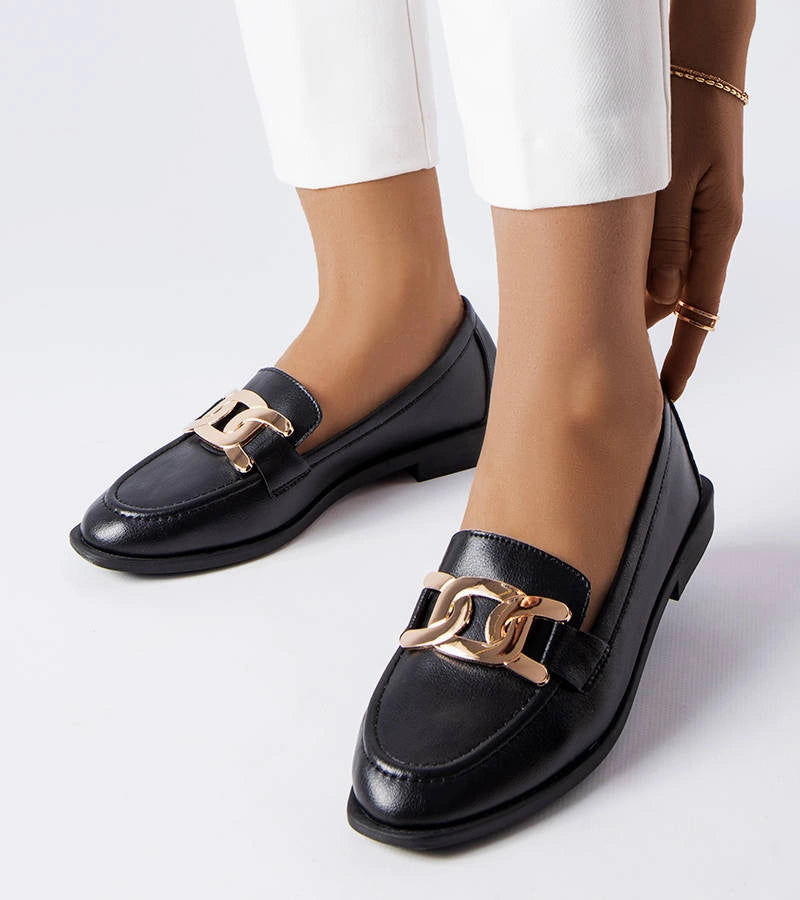 1-Černé mokasíny s přezkou Henrique-1