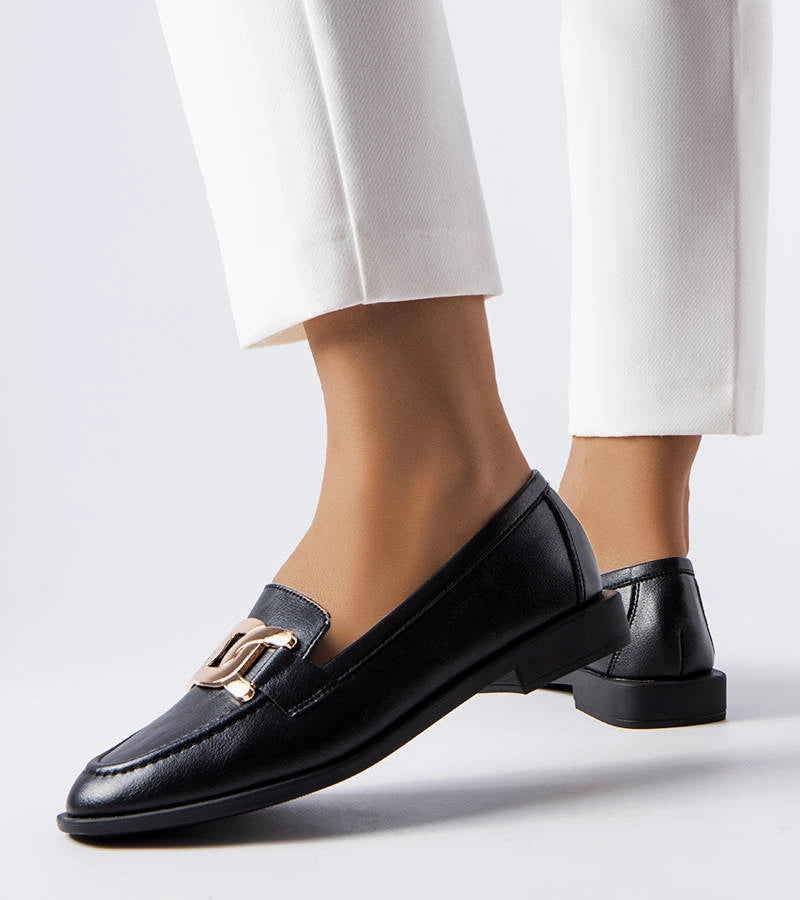 2-Černé mokasíny s přezkou Henrique-2