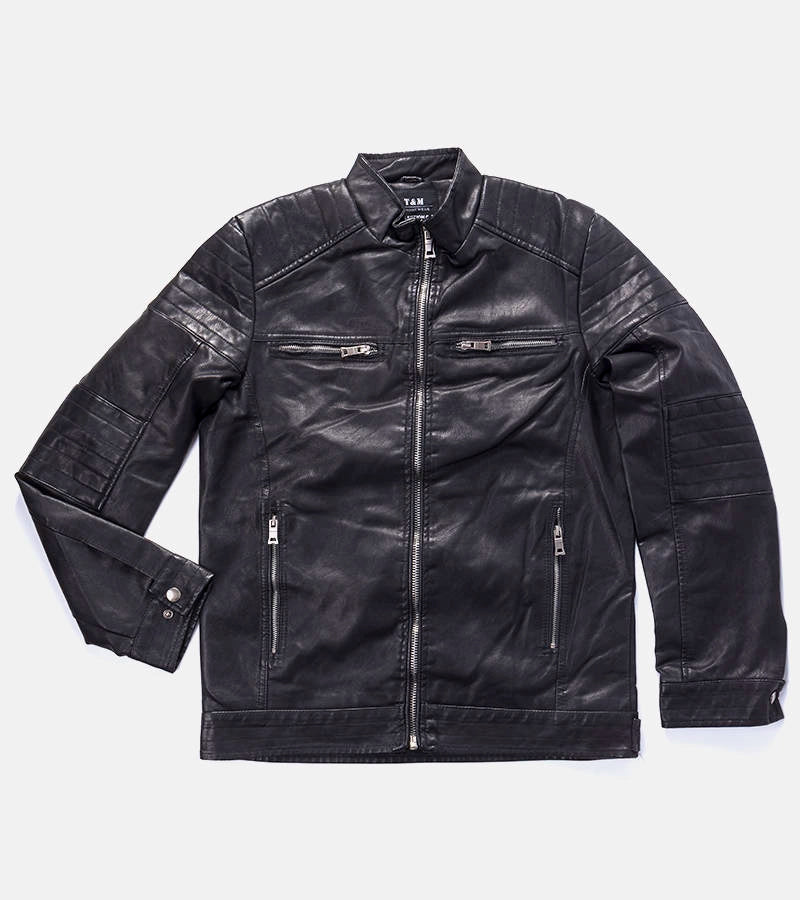 1-Černá pánská bunda z umělé kůže značky Guertin-1