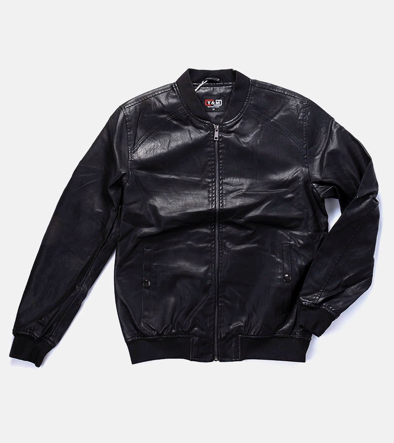 1-Černý pánský bomber z umělé kůže od značky Ysitie-1