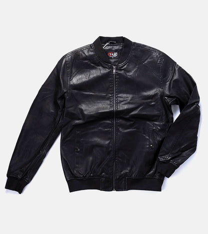 1-Černý pánský bomber z umělé kůže od značky Ysitie-1
