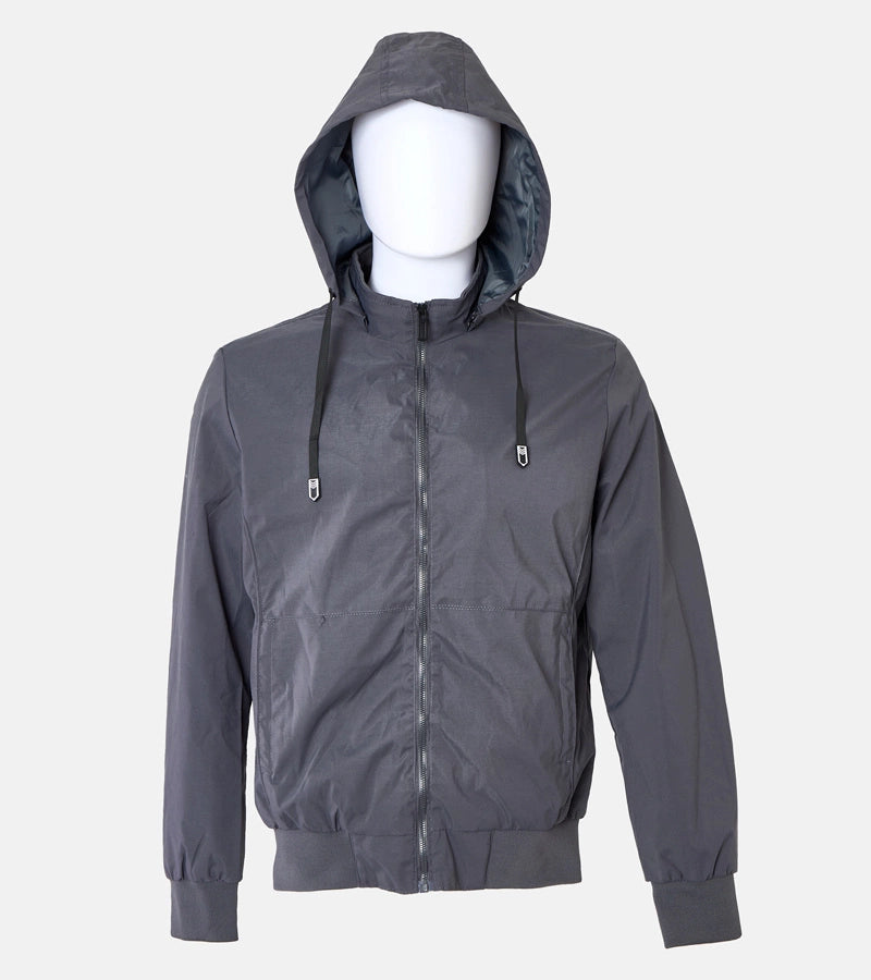 2-Šedá pánská větrovka Brault s kapucí-2