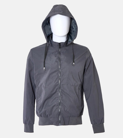 2-Šedá pánská větrovka Brault s kapucí-2
