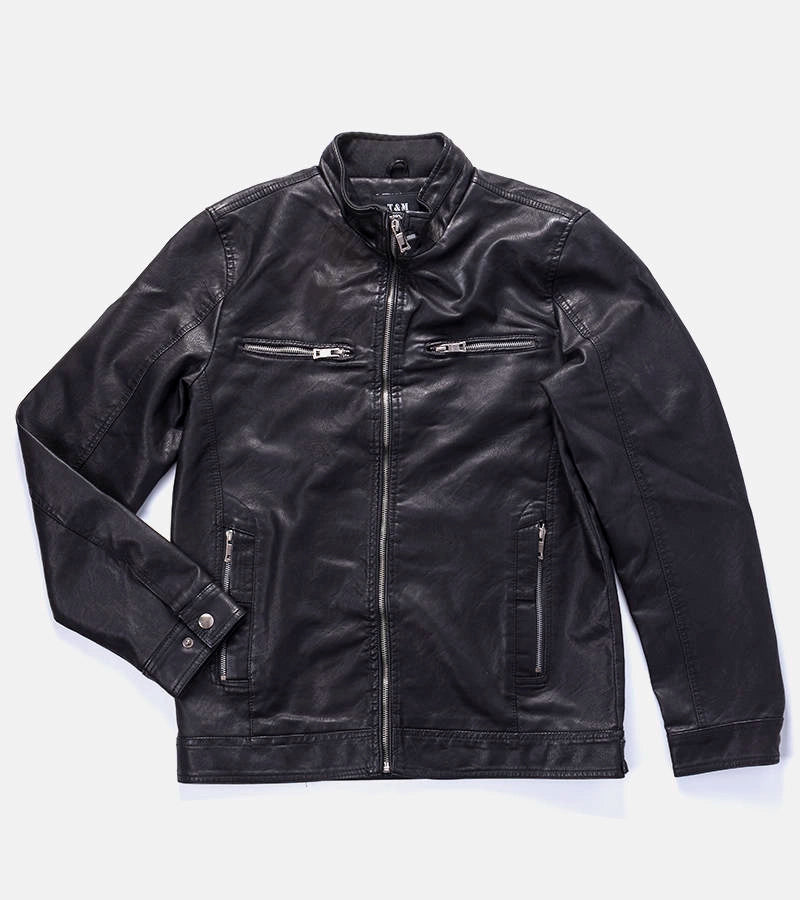 1-Černá pánská bunda Leverett z umělé kůže-1