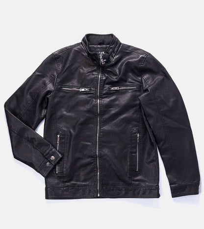 1-Černá pánská bunda Leverett z umělé kůže-1