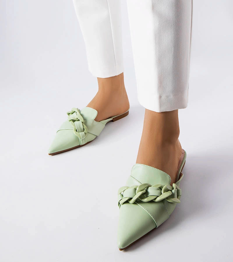 1-Zelené elegantní žabky s řetízkem Patenaude-1