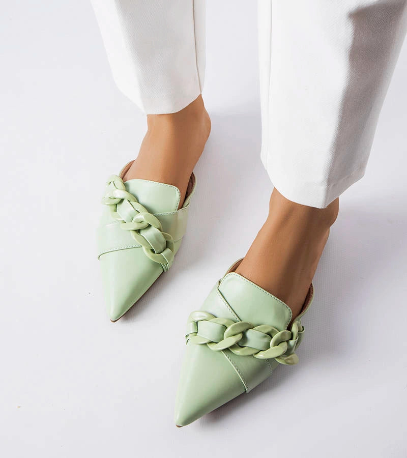 3-Zelené elegantní žabky s řetízkem Patenaude-3