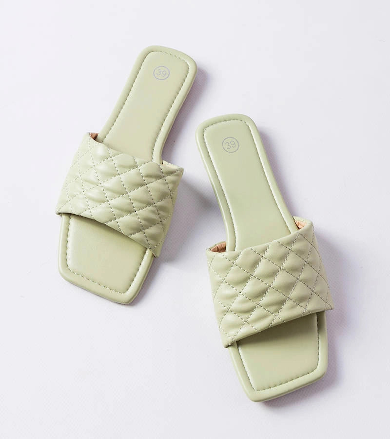 2-Zelené elegantní prošívané žabky Labrie-2