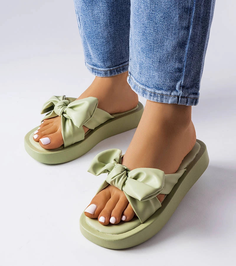 1-Zelené žabky na platformě s mašlí Edvard-1