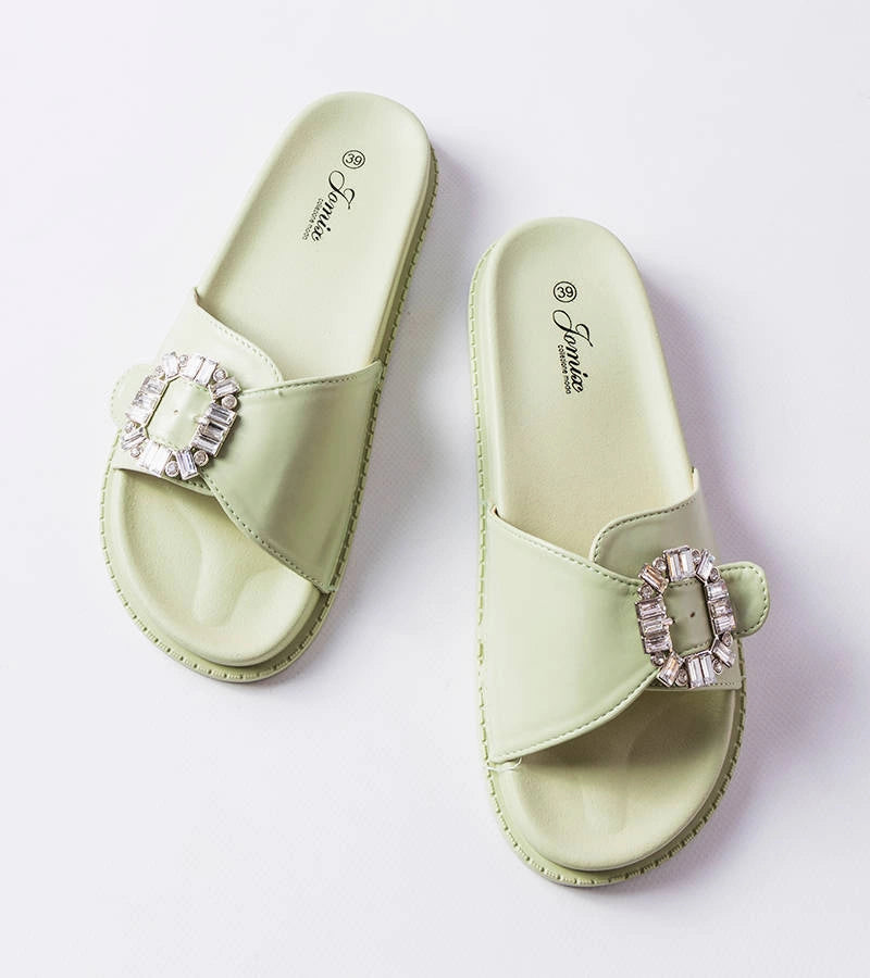 2-Zelené žabky zdobené zirkony Griegsvei-2