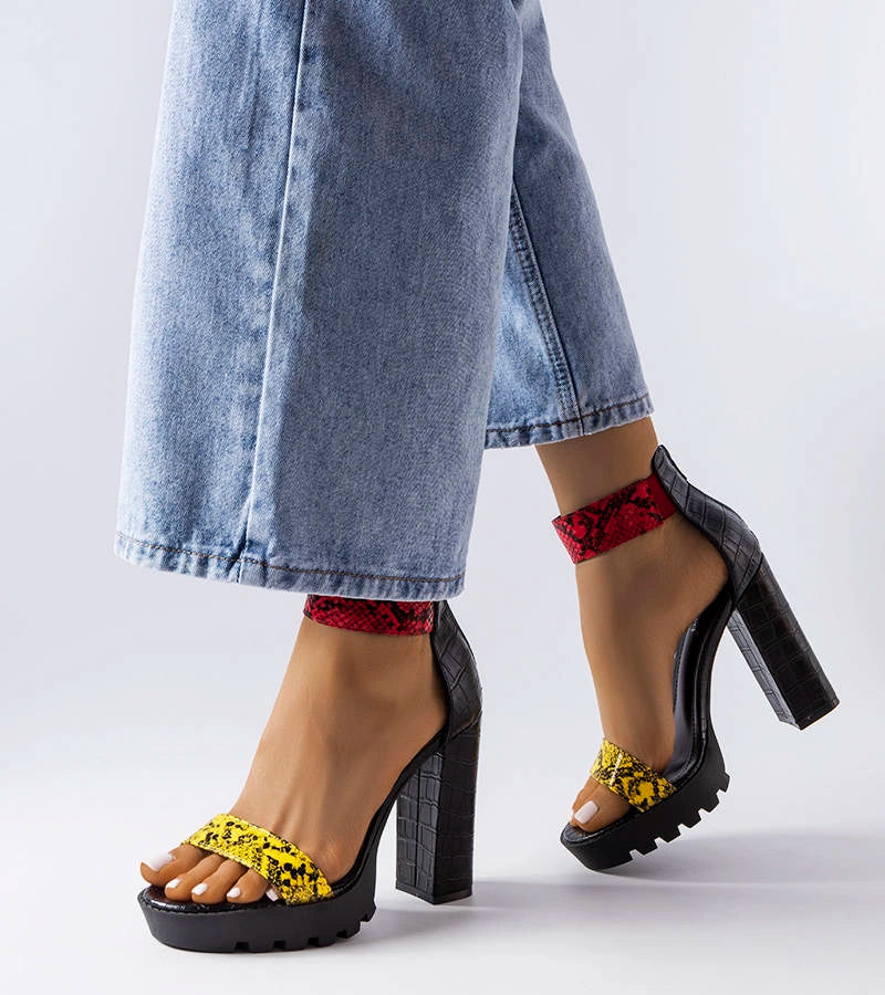 1-Žluté sandály Knoxville s potiskem hadí kůže-1