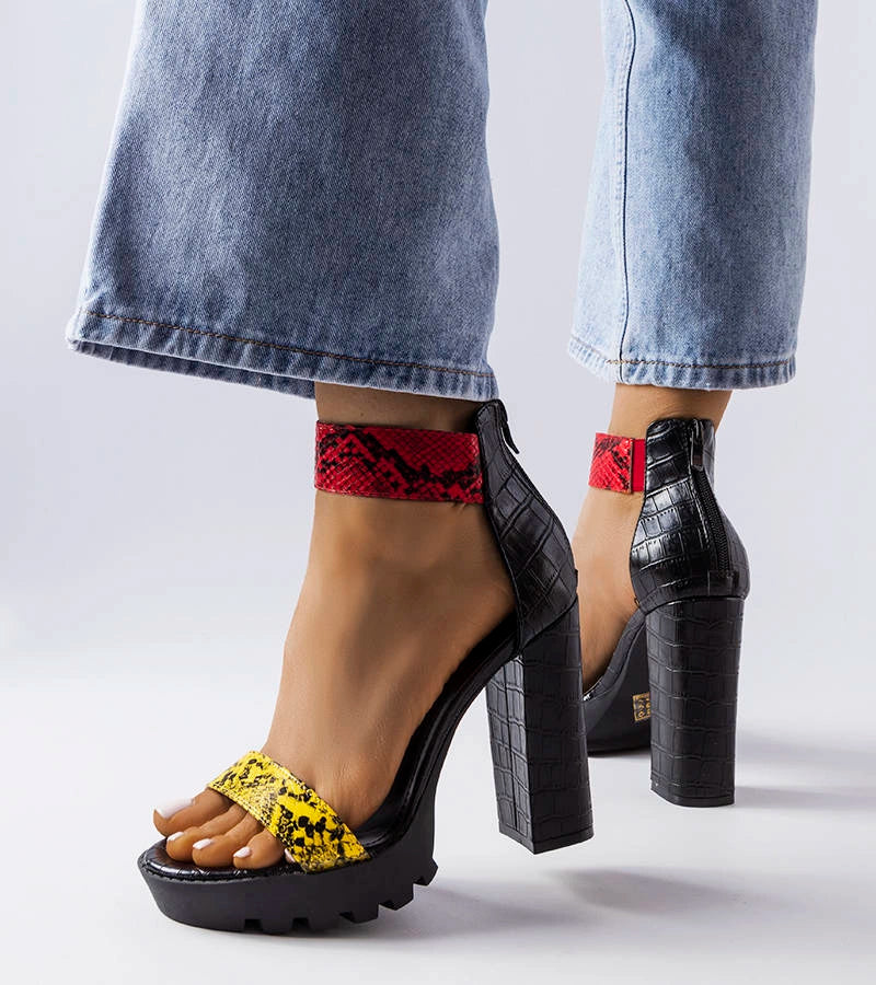 2-Žluté sandály Knoxville s potiskem hadí kůže-2