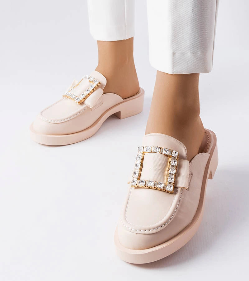 1-Béžové žabky s vestavěnou špičkou Columbus-1