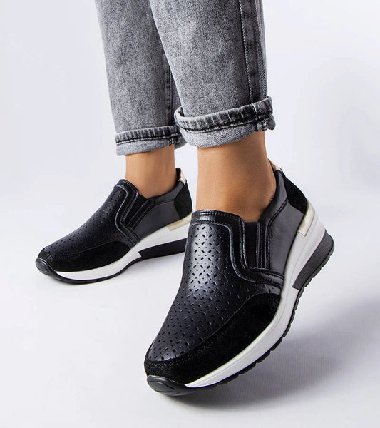 1-Černé ažurové tenisky s podpatky Vernon-1