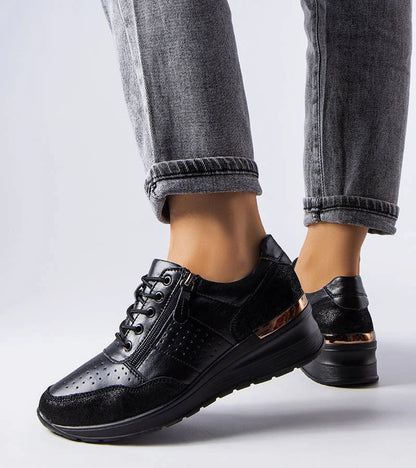 3-Černé ažurové kožené polobotky Jazzar-3