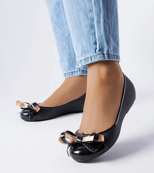 1-Černé baleríny zdobené mašlí Harlingen-1